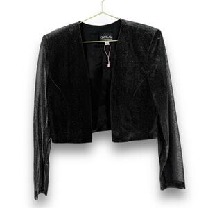 Vintage 1980s Onyx Nite Silver Metallic Cropped Jacket, Made in USA, Size S